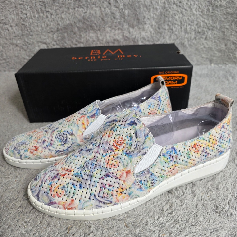 Bernie Mev Soft Suede Leather Floral Memory Foam Loafer Sneakers EU 41 US 10 NEW
